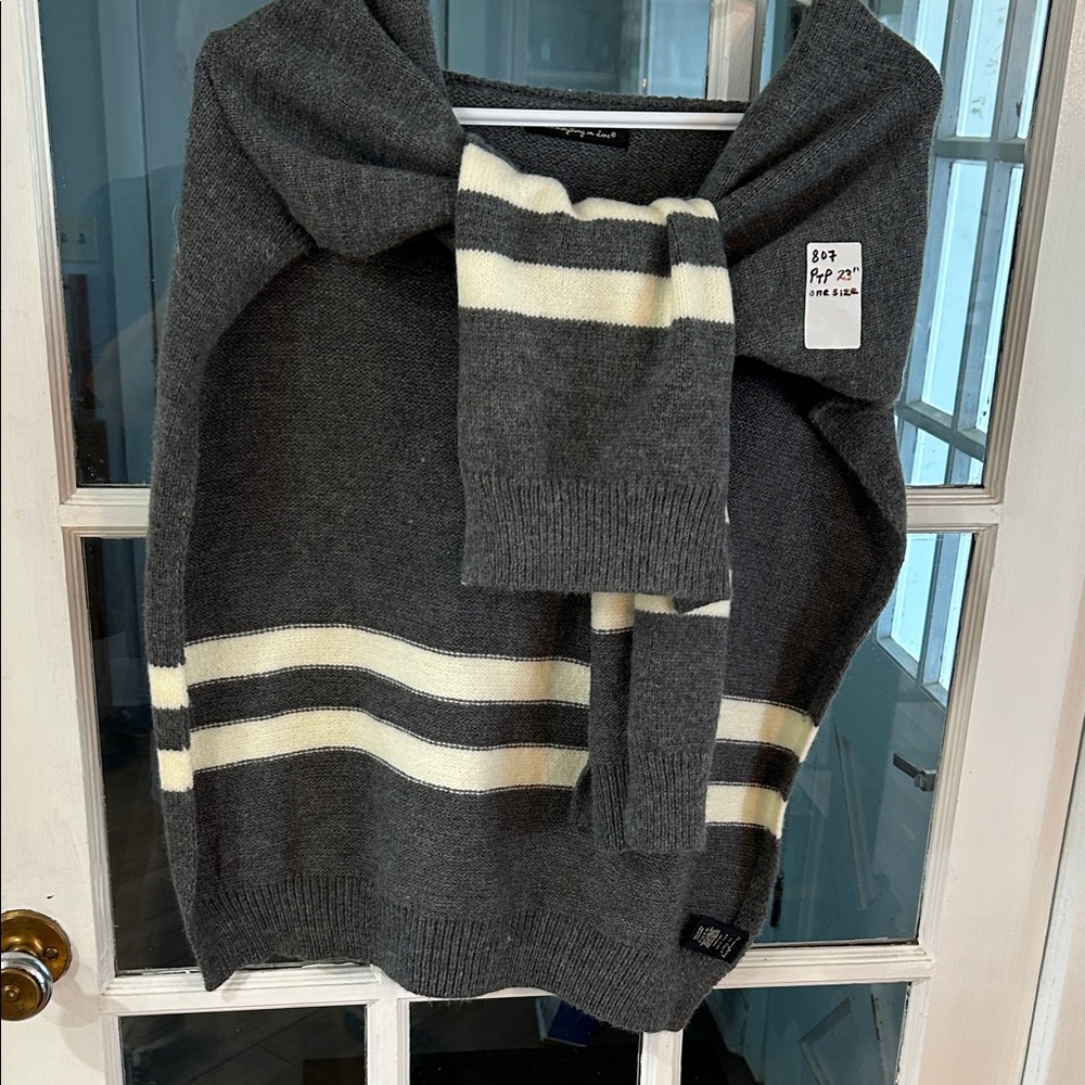 807. Gray Sweater with Cream Stripes